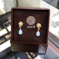✑¤✴agete18k rose petals hollow diamond earrings 10k opal earrings pendant soso rabbit Japan purchasi