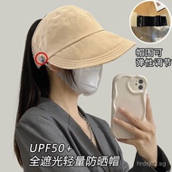 Sun Protection Zhao Lusi Same Style Hat Duckbill Fisherman Hat Can Be Tied UV Protection Open Top Po