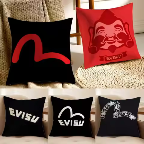 brand streetwear E-Evisu-MT Cushion Cover Pillowcase Anti-dustmite living Room Sofa Decor Cushion Ro
