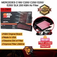 K&N Washable Drop In Replacement Air Filter Mercedes C180 200 250 E200 250 Penapis Udara Car Intake