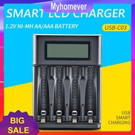 4 Slots LCD Display AA AAA Battery Charger Independent Slot AA AAA Rechargeable Battery Charger USB 