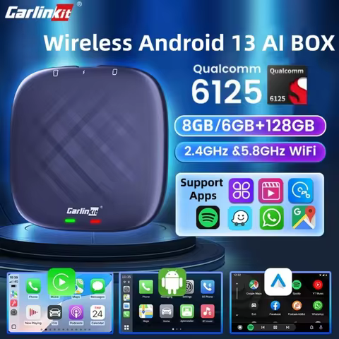CarlinKit Tbox-Plus CarPlay Ai Box Android 13 6GB/8GB+128GB Wireless Android Auto & CarPlay TV Box F