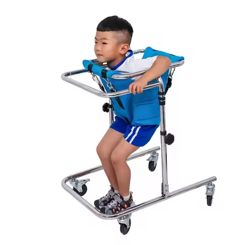Stainless Steel Wheeled Walker Height Adjustable Child Walker Short Adult Elderly Trolley Disabled W
