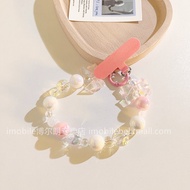 imobile | Creative Small Niche Bow Tie Transparent Crystal Beads Phone Case Chain