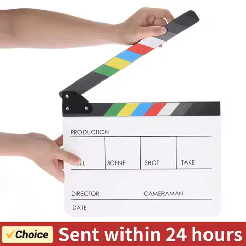 Acrylic Colorful Clapperboard Clapper Board Dry Erase Director Cut TV Movie Film Action Slate Clap H