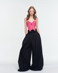 The SRT X9 Super Wide Leg Pants (TPN154) 2 Colors กางเกงขายาวขอบเอวสูง ขาบาน จีบรอบตัว ผ้าคอตตอน