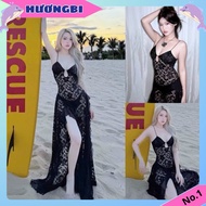 Maxxi dress, Women's see-through lace beach dress, 2-piece top-swimwear