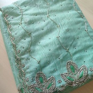 Beaded Embroidery Work Saree Collection to Ship (mint green)