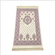 Turkish Prayer Rug Premium Silk Satin Floral Embroidery Prayer Rug Size 70x110cm - Pink Latest Thick