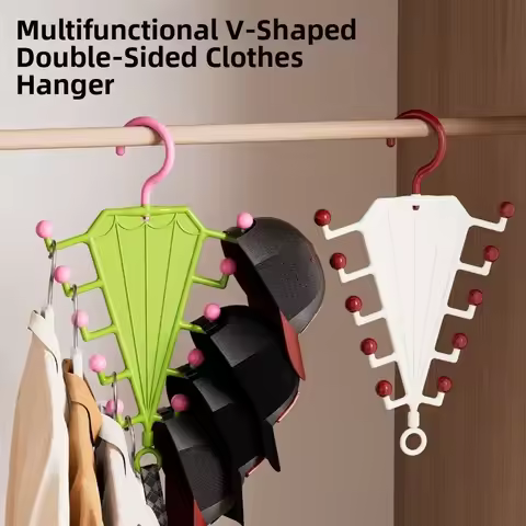 2Pcs 10 Hooks Laundry Hanger V-shaped Space Saving Belt Scarf Storage Rack Multi-Functional Creative