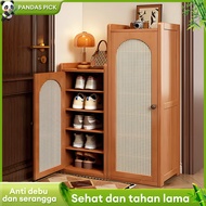 Curved Rattan Shoe Cabinet Waterproof and Breathable Shoe Cabinet Multi-layer Shoe Cabinet