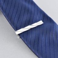 斜條紋領帶夾 925純銀