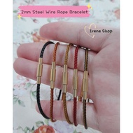 (2mm/2.5mm) Ready Stock Screw Clasp Steel Wire Rope Bracelet