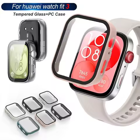 Tempered Glass Watch Cases For Huawei Watch Fit 3 All-Around Screen Protector Hard PC Bumper Watch C