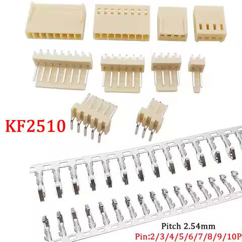 100Pcs KF2510 Connector 2.54mm Pitch 2P-10Pin Straight/Curved Male Female Socket Housing Plug Pin He