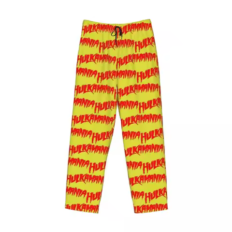 Custom Hulk Hogan Hulkamania Pajama Pants Men Sleepwear Sleep Lounge Bottoms with Pockets
