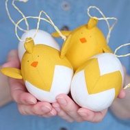 數碼 PDF 4 件套復活節裝飾品（復活節雞和復活節彩蛋）縫紉花樣