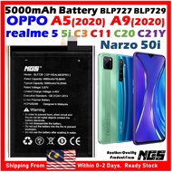 ORl NGS 5000mAh Battery BLP727 BLP729 Compatible For OPPO A5 2020 / OPPO A9 2020 / Realme 5 / Realme