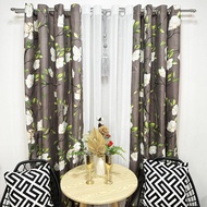 Printed Gray Ring Curtain - Sold per PIECE 85 inches 7 feet window door curtain