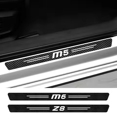 4PCS Car Door Sill Stickers Auto Accessories Carbon Fiber Decals For BMW Z4 E89 E85 Z3 M1 Homage 40i
