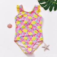 New Style Girls' Swimsuit Foundation Lemon Middle Small Children's Swimsuit Shoulder Strap Ruffled B