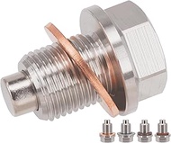 Dsnaduo 1 Pcs M14x1.25mm Stainless Steel Engine Magnetic Oil Drain Plug Replace DP015 with 4 Pcs Gas