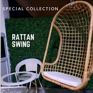 [Cheerfulbee] Sturdy Comfy Rattan Indoor/Outdoor Hanging Chair (FOC Cushion) Rattan Swing Chair Buaian Rotan