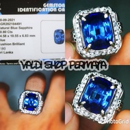 Gemstone Ring Vivid Color Blue Saffire Ceylon Octagon Full Ds Rise Clean Attractive + Memo SGR Lab