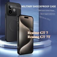 Realme GT 7T GT7 Leather Shockproof Carbon Fiber Pattern Magnetic Casing Realme GT 7T GT7 T Wireless