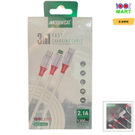 100% Mart X Modem Cat 3 In 1 Fast Charging Cabel Micro/Type-C/IOS 2.1A 1.2M 三合一 快充线 2.1A 1.2米  E-549