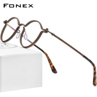 FONEX Acetate กรอบแว่นไทเทเนียมสำหรับผู้ชายแว่นตาทรงกลมสไตล์วินเทจเรโทรใหม่ปี2022กรอบแว่นตาออปติคอลเสื้อกันหนาวสไตล์เกาหลี F85692