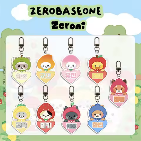 KPOP ZB1 Zeroni Cartoon Keyring ZEROBASEONE Cute Animals Two-Sided Keychain Ricky Matthew Hanbin YuJ