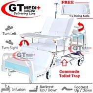 WSS-01 GT MEDIT GERMANY 8 Function Double Crank Turn Medical Hospital Nursing Bed Mattress Infusion Commode Tilam Katil
