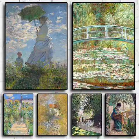 1PCS Famous Claude Monet Artwork Diamond Painting Wall Art Picture For Bedroom Office Home Decor Gif