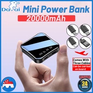 [SG READY STCOK]4 Cables Full Capacity Mini Powerbank Dual USB Portable Fast Charging 20000mah Power Bank Fast Charging