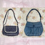 NaRaYa dark denim ribbon sling/shoulder/hand/messenger bag &amp; light denim shoulder/sling bag coquette