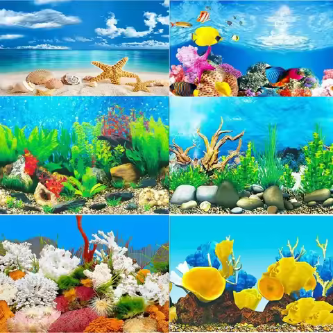 Aquarium Background Decoration with 3D Ocean Plant Aquascape Fish Tank Sticker Poster Aquascape Pain