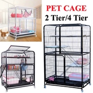 2 Tier / 4 Tier Cat Cage Cat Tree Condo Rabbit Chinchilla Parrot House Toy Cat Condo Wheel Metal Big