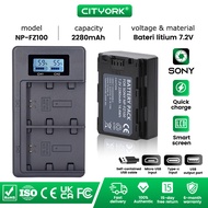 Cityork NP-FZ100 NPFZ100 NP FZ100 2280mAh Battery & LCD Digital Display Dual Charger For Sony ZV-E10