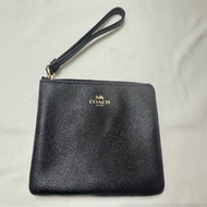 Coach 經典經典logo條紋單層拉鍊手拿包/零錢包