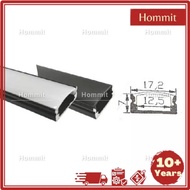 1M Black coated aluminium LED strip U channel / profile track surface mounting