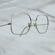古董眼鏡Frence Spalding細框方型銀色鏡面金屬鏡框