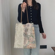 Rose Lacelib Niche Premium Canva Bag แนะนําฤดูร้อนกระเป๋าสะพายไหล่เดี่ยว Lazy Commuting Womens Soft