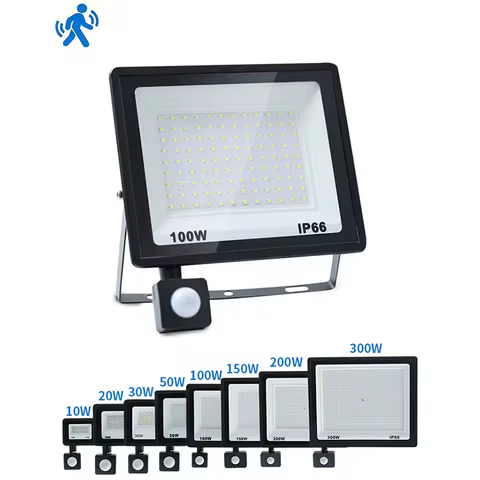 LED Floodlight Motion Sensor AC220V AC110V 10W-300W Waterproof Outdoor Projector Exterior Spotlight 