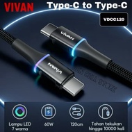 VIVAN VDCC120 TYPE C DATA CABLE TYPE-C TO TYPE-C QUICK CHARGER CABLE 60W LED 120CM