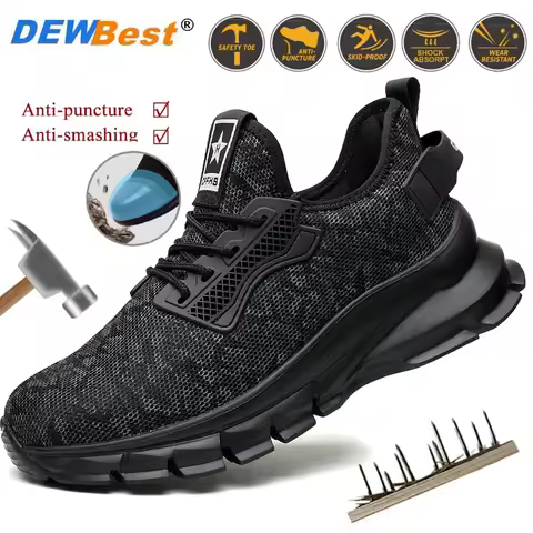 Men's Anti Puncture Safety Shoes Steel Toe Shoes Anti Vandalism Shoes Camouflage Lightweight Safety 