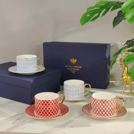 Russian Emperor LOMONOSOV Bone China Seven-pointed Star Series Coffee Cup Saucer Two Cups Two Saucers Gift Box
