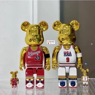 Bearbrick × NB@ - Michael Jordan Chicago Bulls No.23 400%+100% Allen Iverson Shaquille O'Neal Gear Joint 400% 28cm Anime Action Figures  Toy Collection Toys