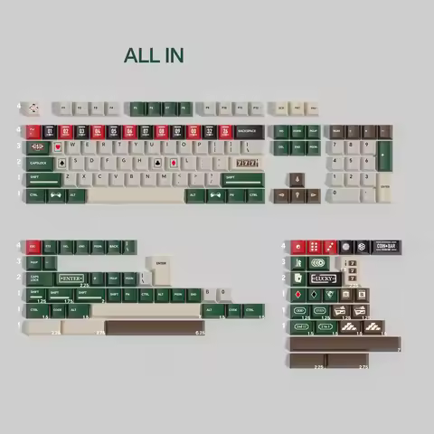 1 Set KAT Casino Keycaps PBT 5 Side Dye Subbed Key Caps Cherry Profile Keycap For Alice Double B Spl