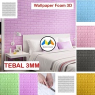MW Wallpaper Foam Biru Toska Bata 3D Bata Warna Biru Toska Premium